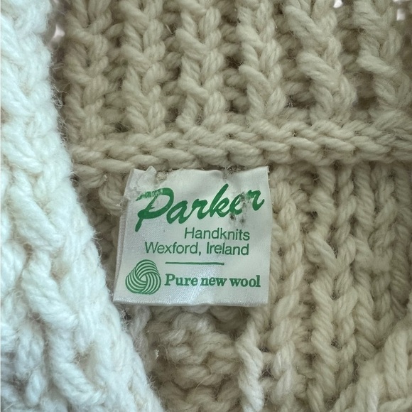 Parker Beige V Neck Cable Knit Sweater - Hand-knit Sweater from Ireland - Picture 4 of 4